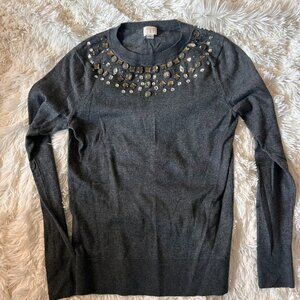Bejeweled Sweater Holiday Sparkly Rhinestone Gem XS